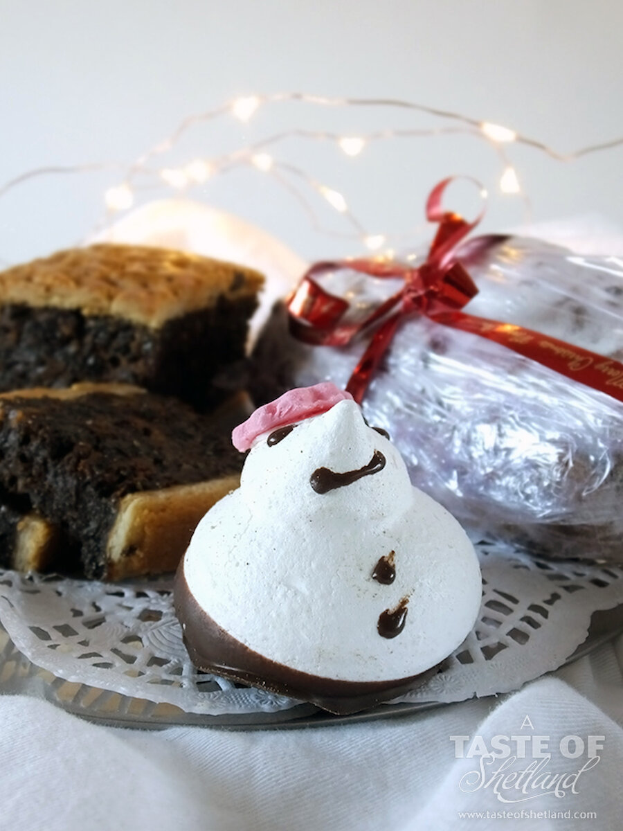 Walls Bakery Christmas snowman, Scottish black bun and stollen