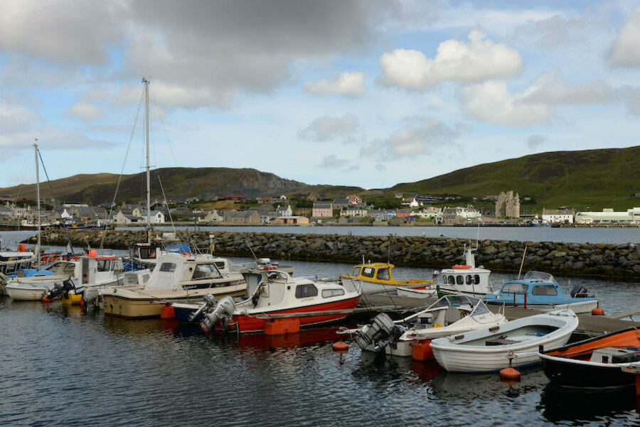 Boats are very much part of life in Scalloway: this is the smaller of two marinas.