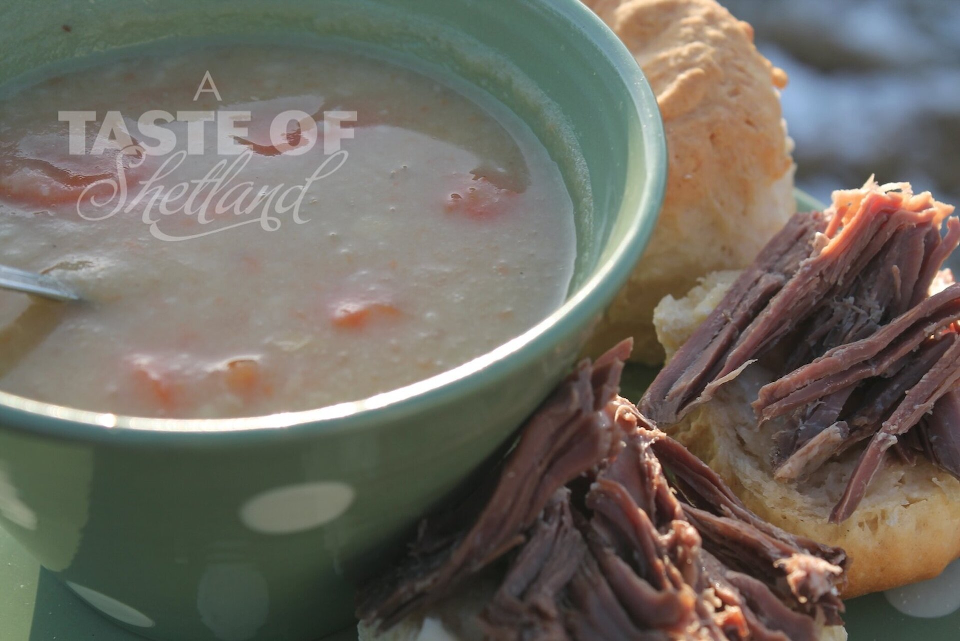 Tattie soup with reestit mutton - a winter favourite in Shetland.