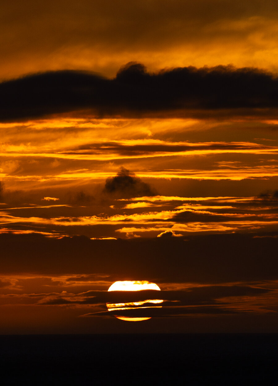 The setting sun, as seen from Sumburgh Head.