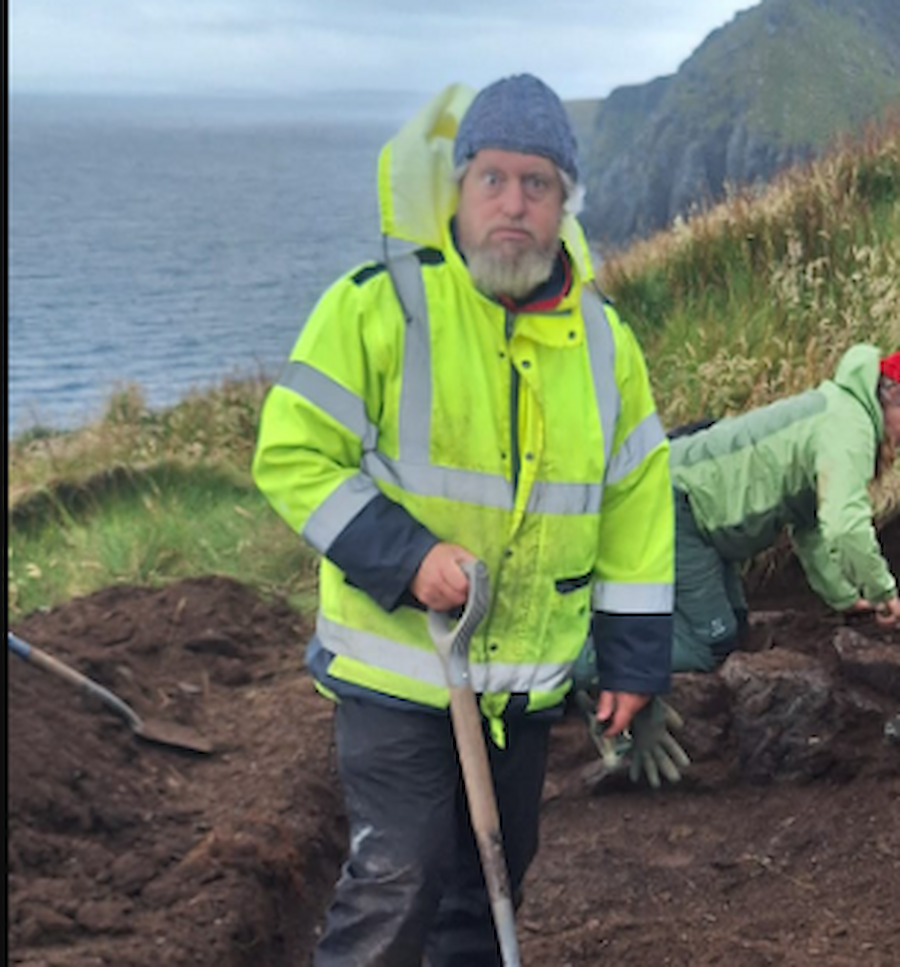 Taking part in a dig in Shetland...can be hard work!