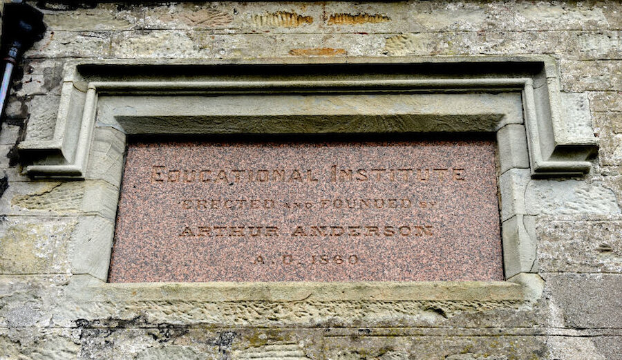 The foundation stone in the wall of the old school (Courtesy Alastair Hamilton)