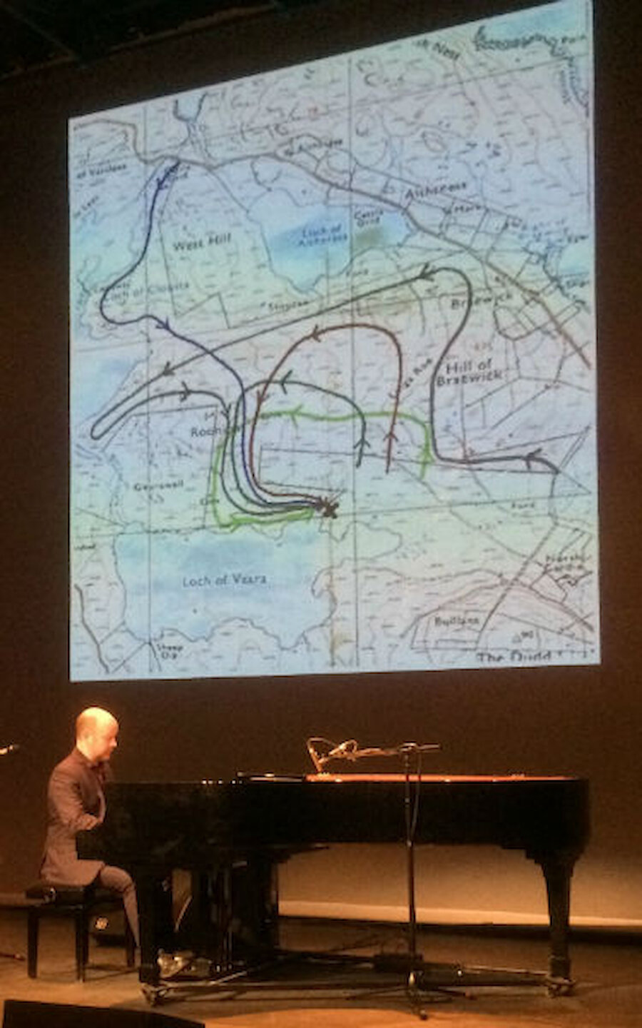 Neil Georgeson plays Couperin's 'Les bergeries' (sheepfolds), accompanied by a sketch plan showing how to gather in sheep on the hill at Aith (Courtesy Alastair Hamilton)
