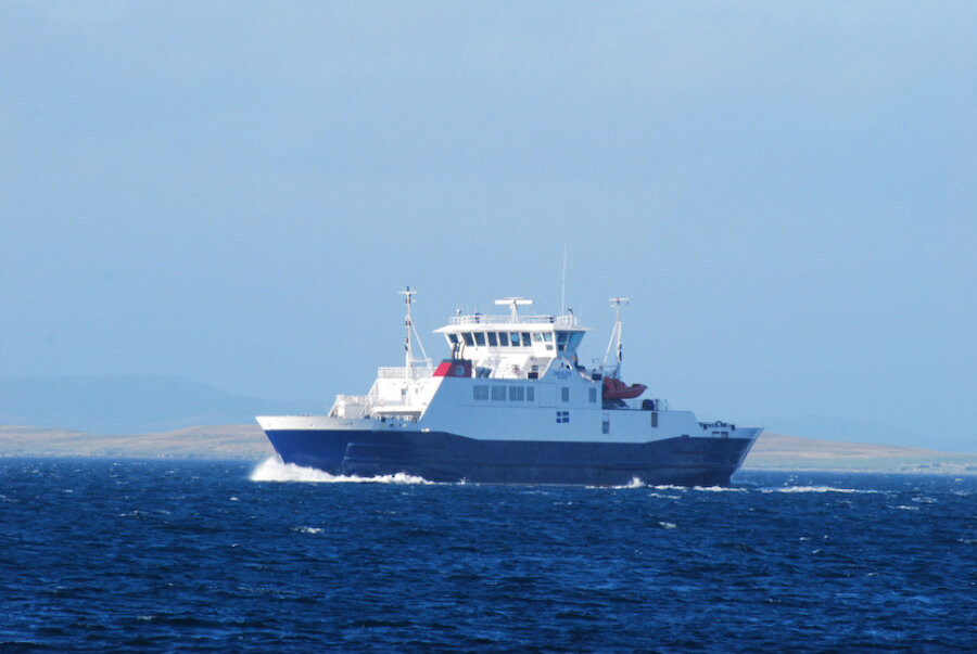 The inter-island ferry, Dagalien, on passage between Yell and the Shetland mainland. Public transport is one of the factors that the Place Standard assesses. (Courtesy Alastair Hamilton)