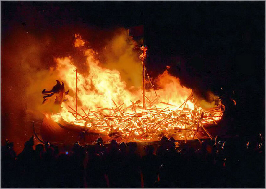 Lerwick's Up Helly Aa, held on the last Tuesday in January, is Shetland's largest fire festival and involves close to 1,000 guizers.