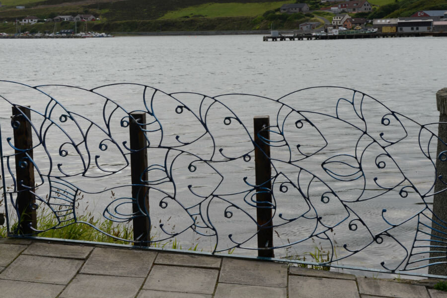 These modern railings in Scalloway draw on an old tradition.