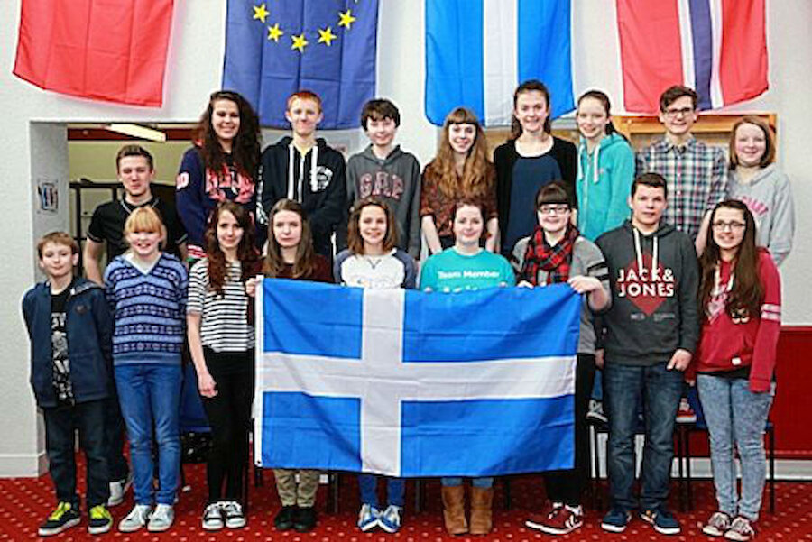 The Brae High School students who welcomed the Erasmus group. (Courtesy Shetland Islands Council)