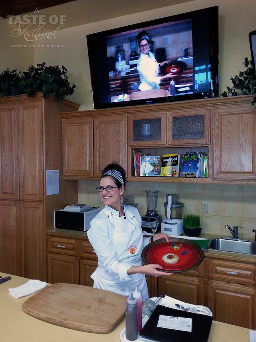 Heather Moncrieff doing a raw food demonstration at the Living Light Culinary Institute
