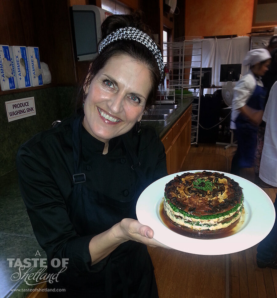 Heather Moncrieff proudly shows off her raw vegan lasagna