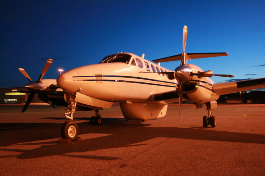 The new Sumburgh-Bergen link is operated by this 12-seater Beechcraft King Air B200. (Courtesy Bergen Air Services)