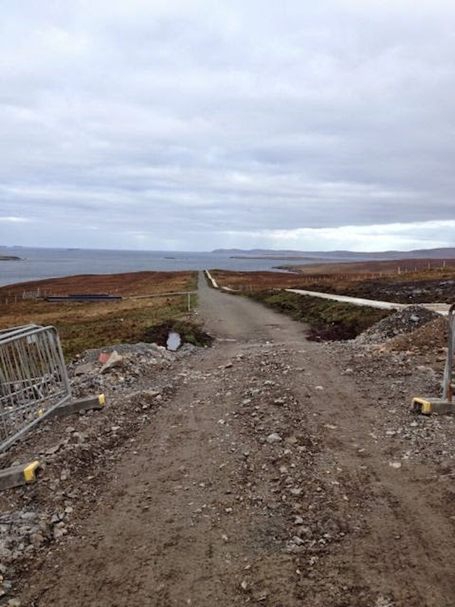 Road to riches. Beneath this track is the Laggan-Tormore gas pipeline.