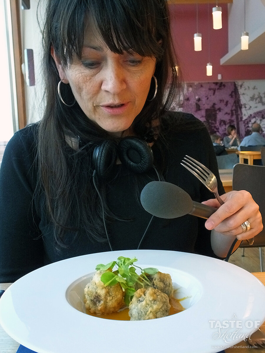 Jane Moncrieff records her description of her haggis starter for BBC Radio Shetland