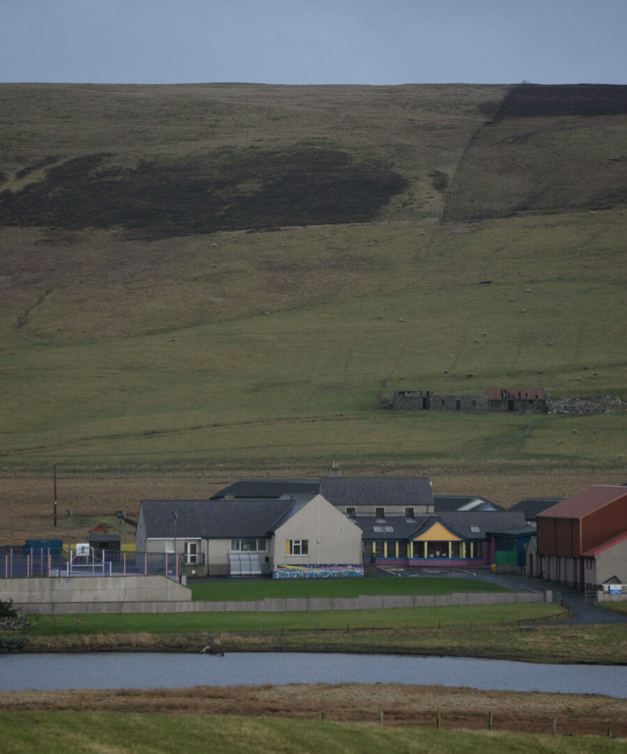 Tingwall Primary School. 'Tingwall' is from the same root as the Isle of Man's Tynwald and Dingwall in Scotland, and signifies a Norse parliament. There was one in this district.