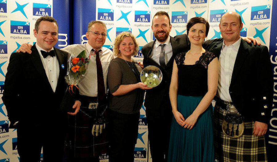 Blazin' Fiddles at the awards ceremony. Jenna Reid is second from the right. (Courtesy Scottish Traditional Music Awards/Blazin' Fiddles)