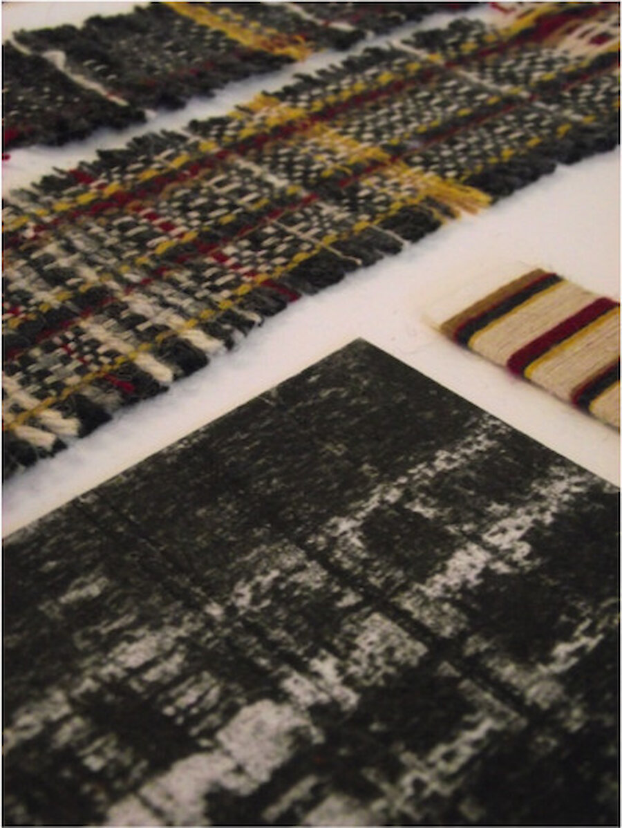 Juliette's woven panels, like a 'set of postcards' depicting her walks. Image courtesy of Shetland College UHI.
