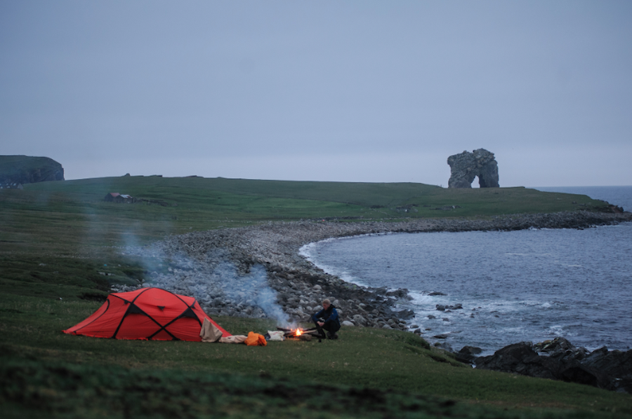Camping on Foula. Photo by Jan Tschorsnig.