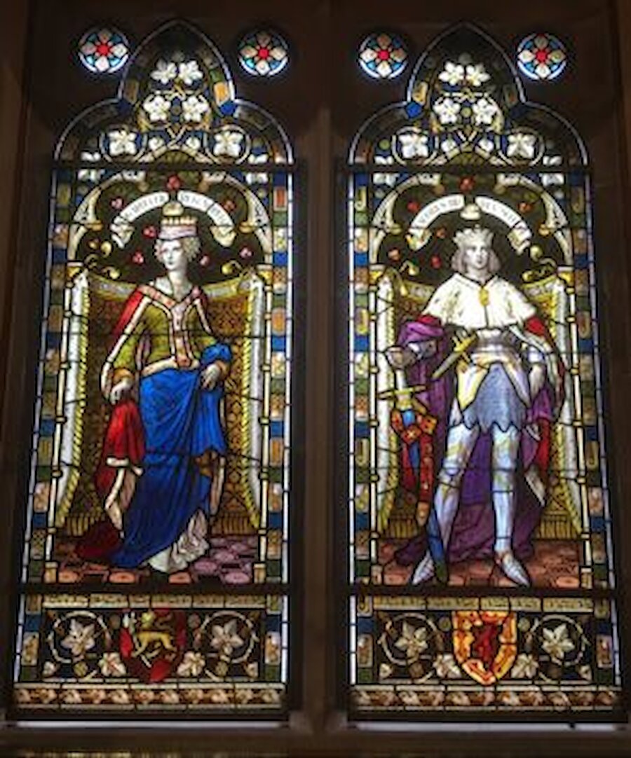 The marriage of Princess Margaret of Denmark to King James III of Scotland, brought to life in stained glass at Lerwick Town Hall | Laurie Goodlad