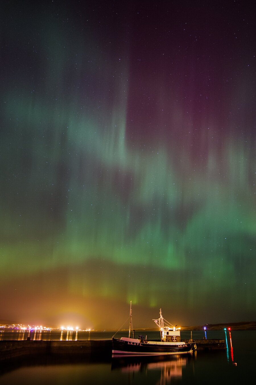 The spectacular northern lights or 'Mirrie Dancers' over Shetland