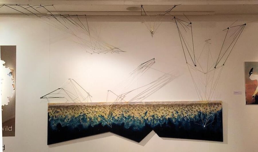 Roberta has sought to convey the movement of gannets using string and nails. | Alastair Hamilton
