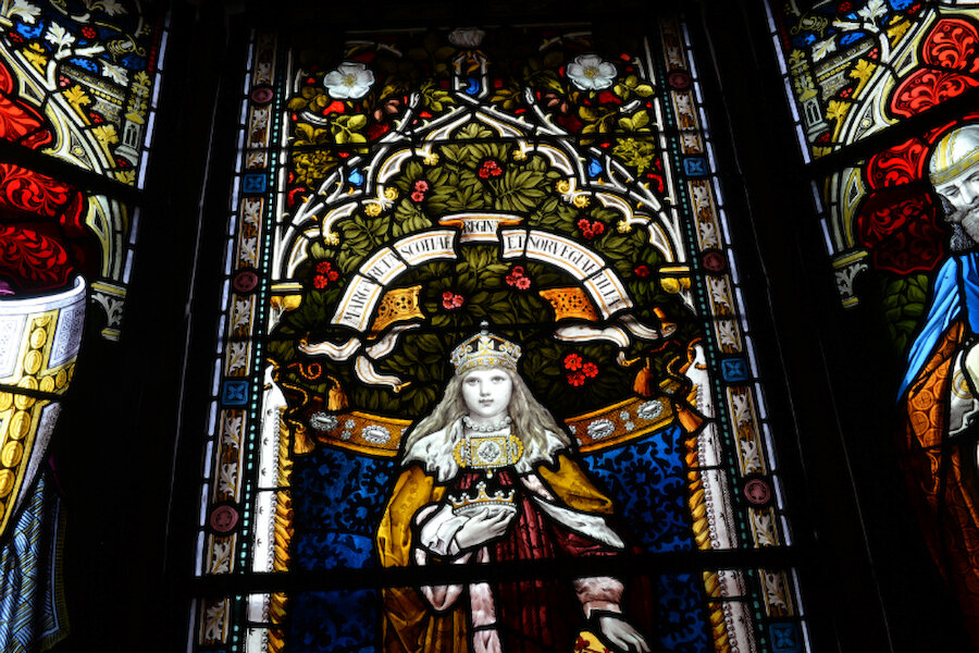 Princess Margaret of Norway, as depicted in stained glass in Lerwick Town Hall | Alastair Hamilton