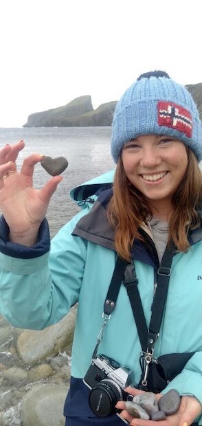 It must be love ... Meggie Williams with a heart-shaped pebble found on the beach in Fair Isle. | Meggie Williams
