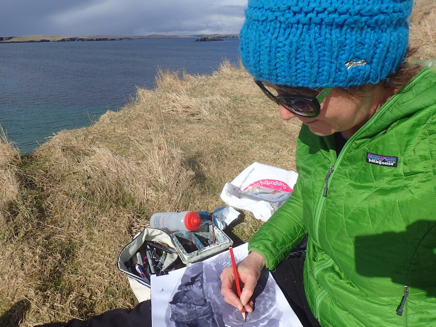 Gilly sketching in Shetland