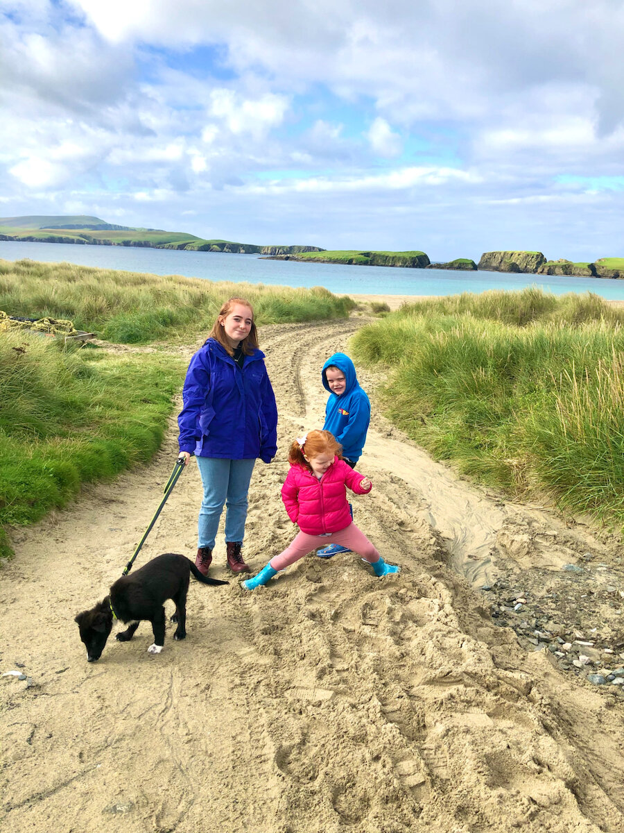 Catherine's children Jenny, James and Amelia love their new life in Shetland.