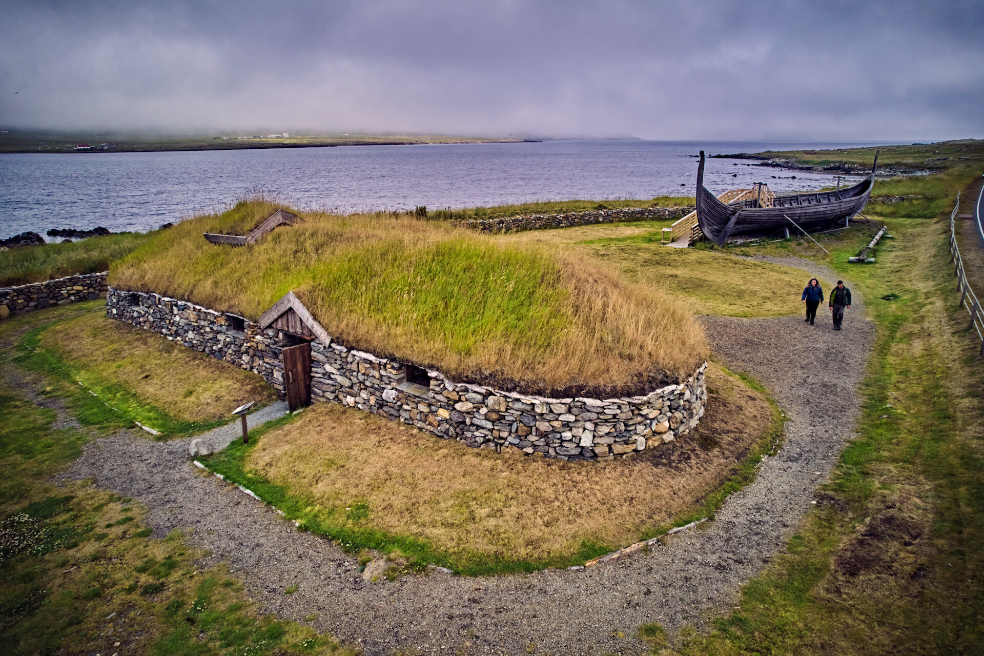 The replica Viking longhouse and galley Skibladner in Unst.