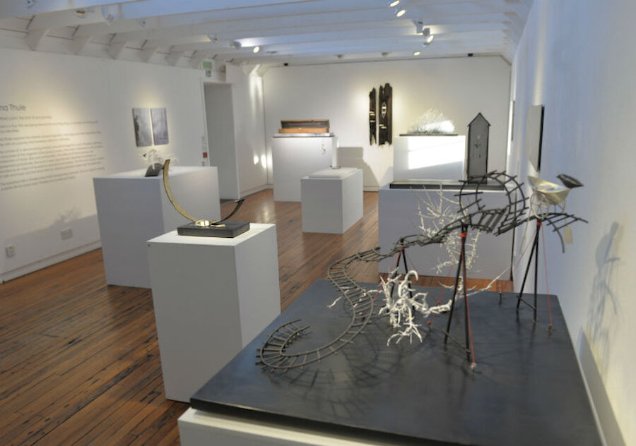 The minimalist, white presentation emphasises the intricacy of the exhibits (Courtesy Alastair Hamilton)
