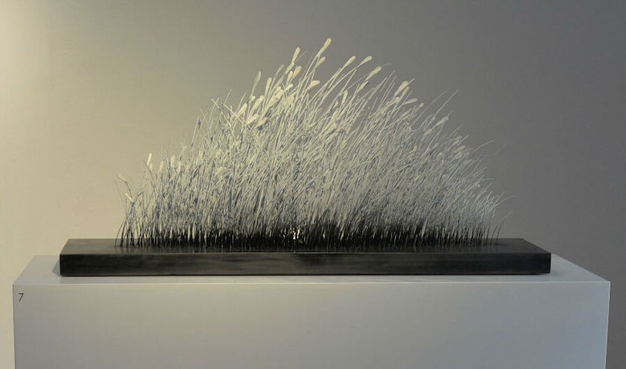 Hidden, made with silver, steel wire, resin, bone and oak (Courtesy Alastair Hamilton)