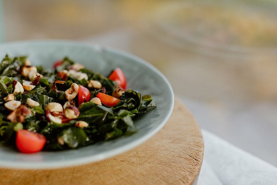 Kale with hazelnuts and tomatoes. | Susan Molloy