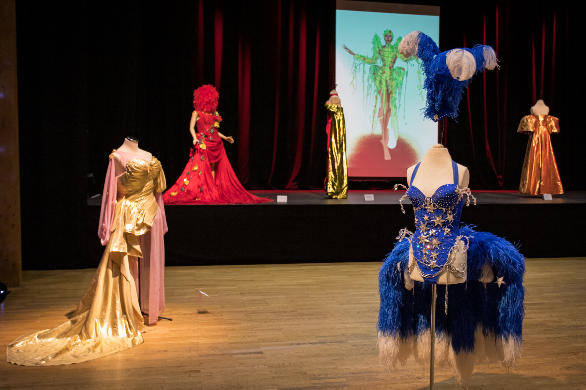 The exhibition, showing at Mareel throughout July, consists of a dazzling array of drag outfits. Photo: Chloe Garrick.