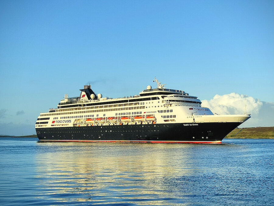 Vasco De Gama was the last cruise ship to visit Lerwick in 2022. | Liam Slater