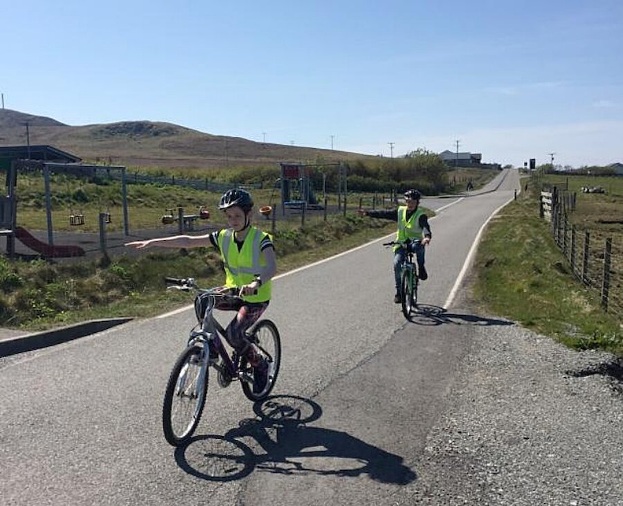 Youngsters taking part in the Bikeability programme (Courtesy Shetland Islands Council)