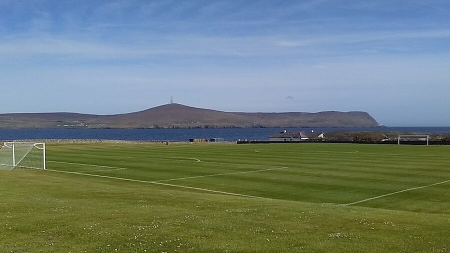 A football pitch in a great setting, at Seafield, Lerwick (Courtesy Shetland Islands Council)