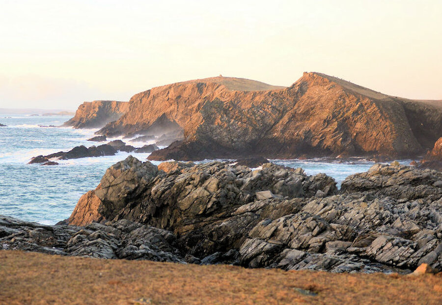 A view from Kettla Ness, looking north along the rugged Atlantic coast of West Burra (Courtesy Alastair Hamilton)