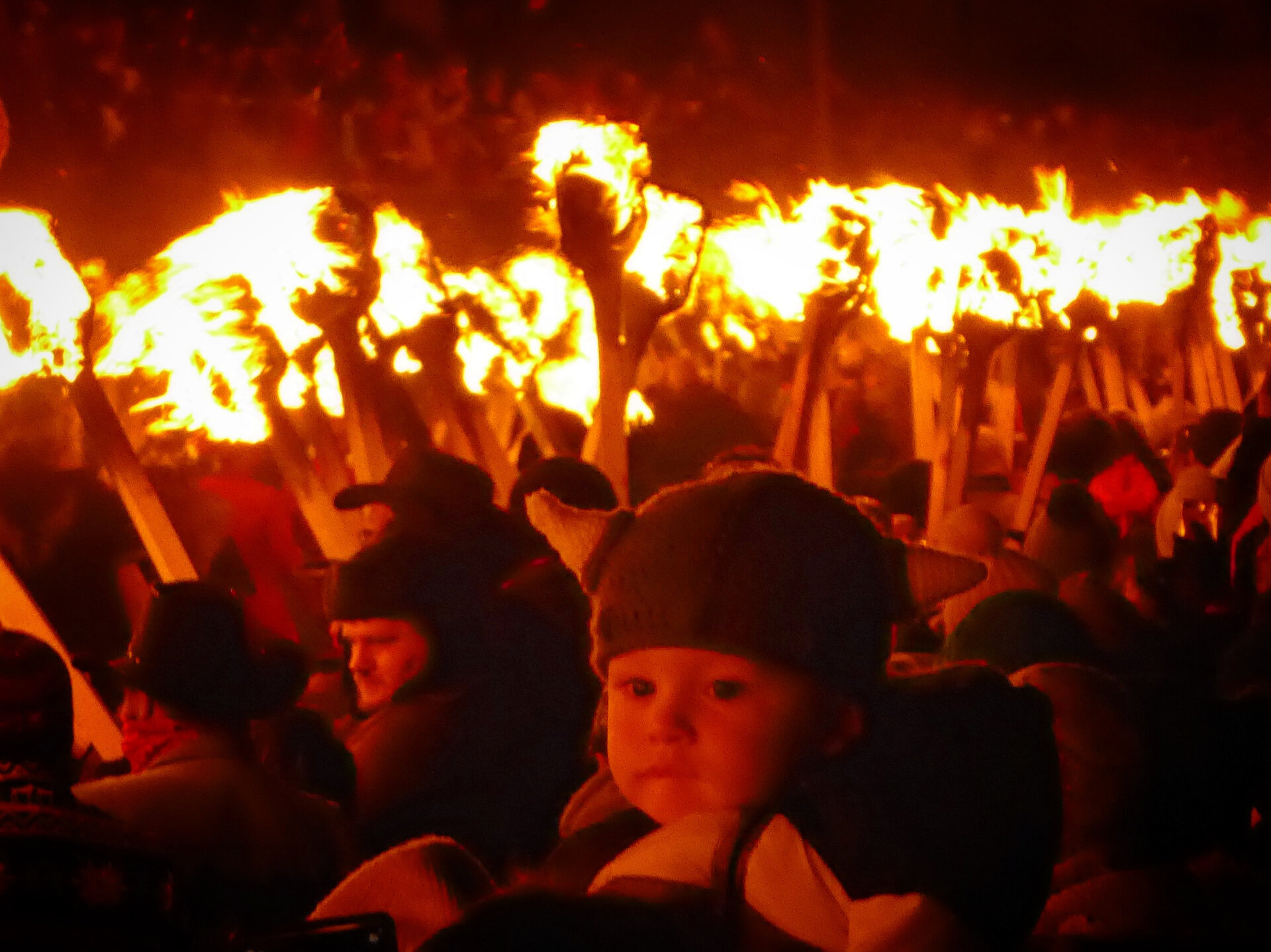 With Lerwick Up Helly Aa postponed since 2020 due to the Covid-19 pandemic, this was the first experience of a torchlit procession for many of the islands' youngsters. Photo: Catherine Munro.