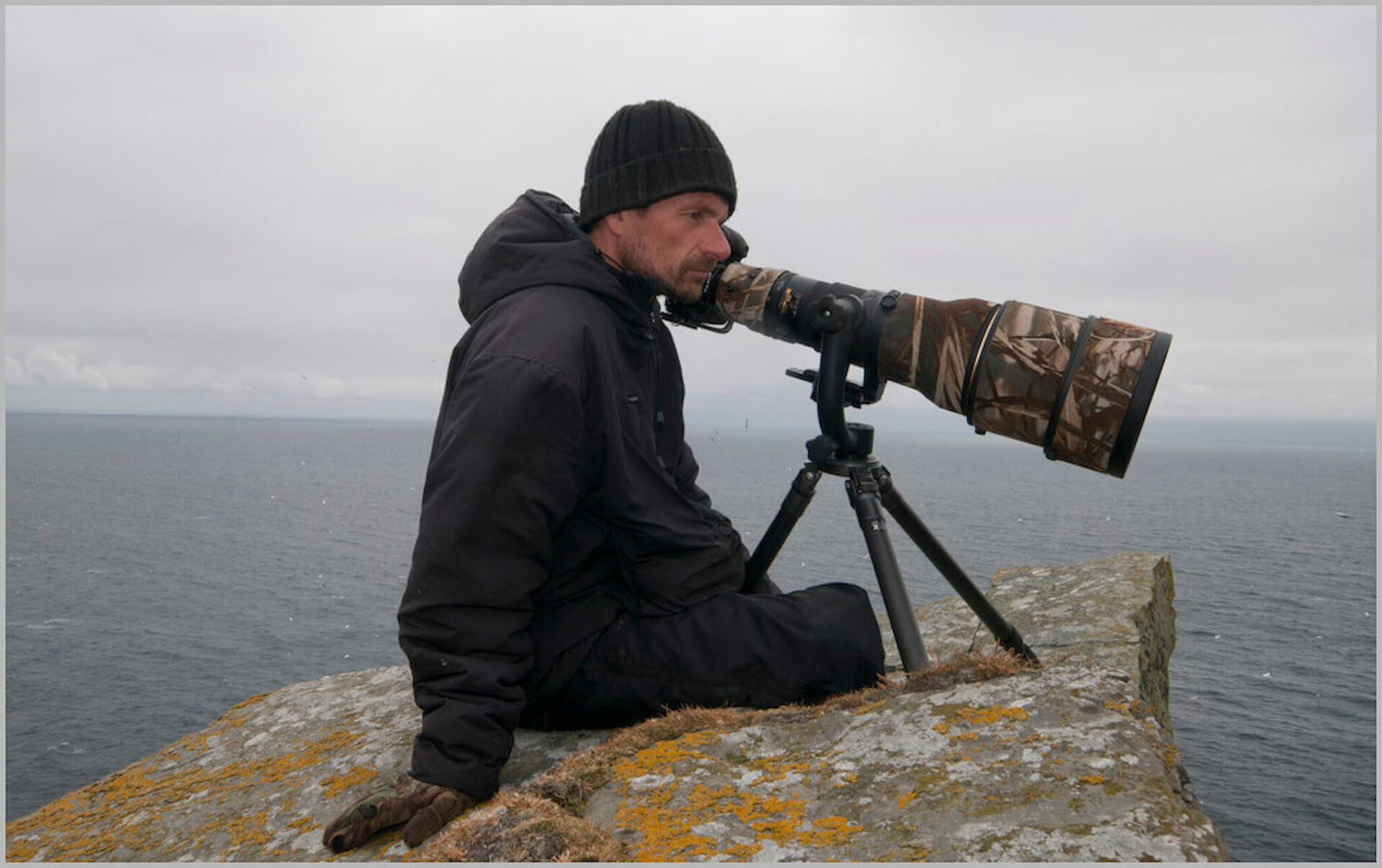 Richard Shucksmith on the lookout for marine wildlife in Shetland.