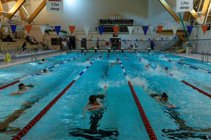 The pool at the Clickimin Centre, Lerwick. There are seven other, smaller pools around the islands (Courtesy Shetland Recreational Trust)