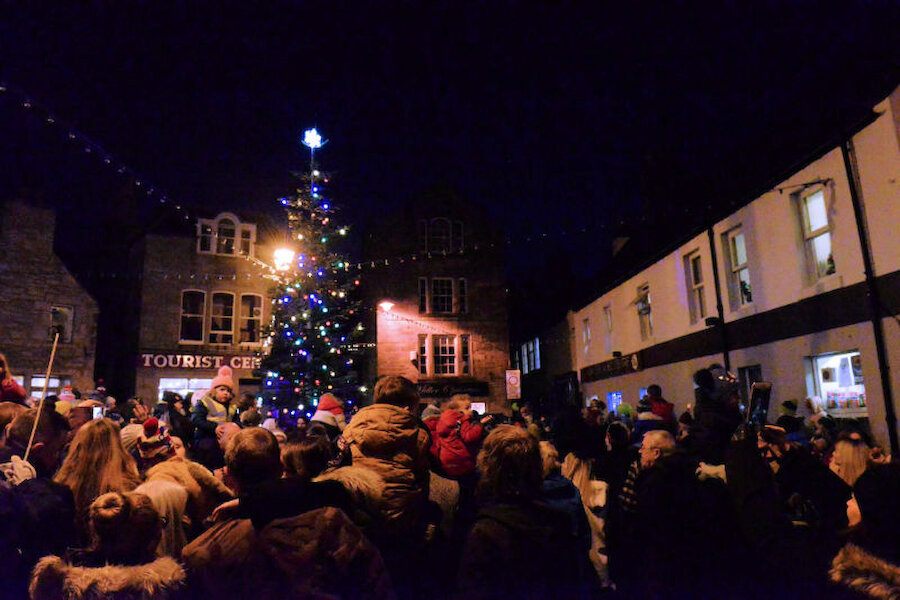 Crowds gather for the lighting of the 2019 Christmas tree, an annual gift from Norway (Courtesy Alastair Hamilton)