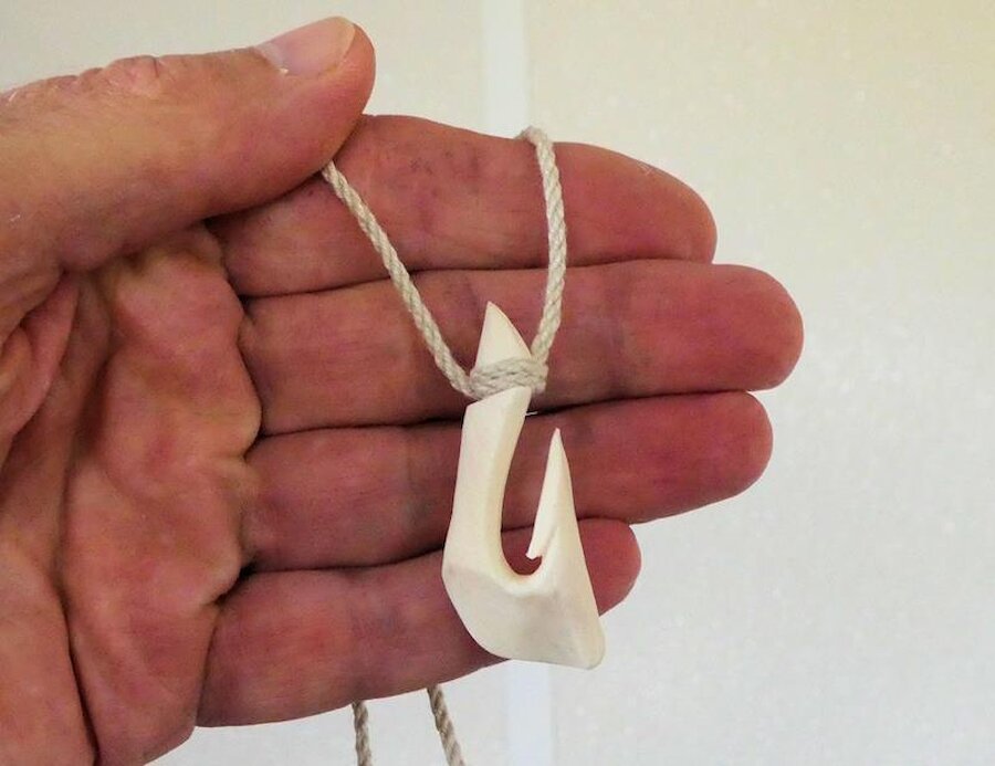 A fish hook, carefully fashioned from bone. | Alastair Hamilton