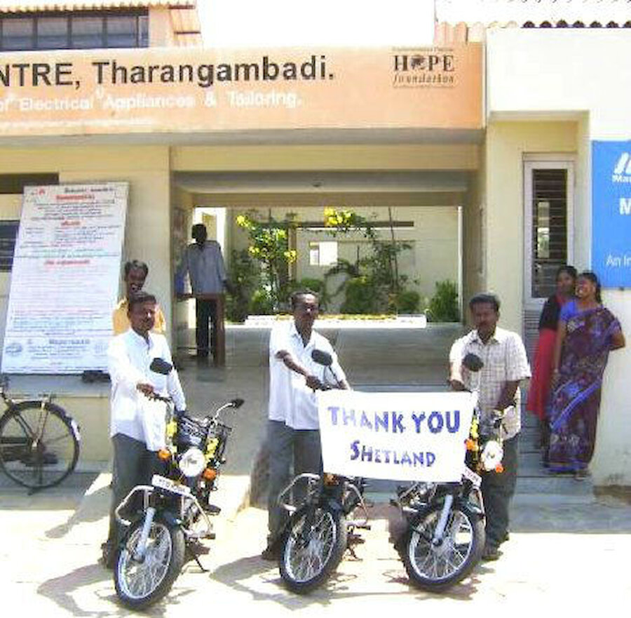 Mopeds are used in adminstering the micro-credit scheme in Tamil Nadu (Courtesy Hope Foundation India)