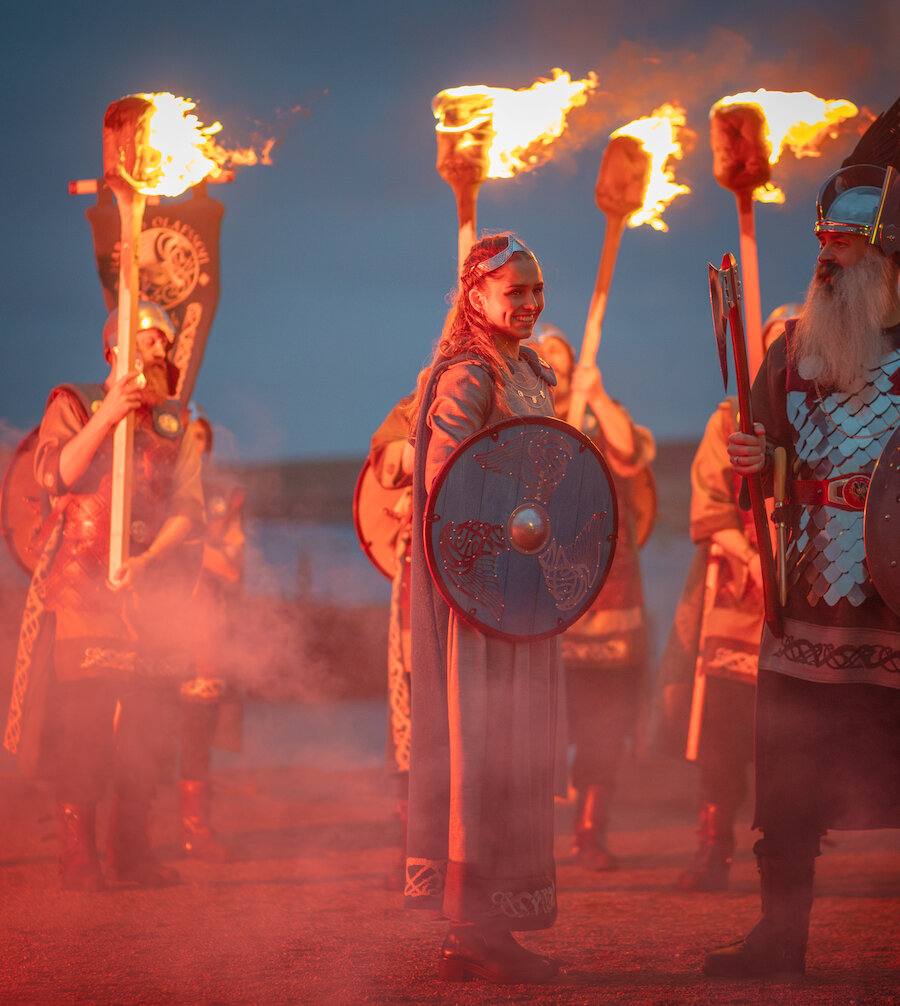 The sight of Vikings and guisers carrying flaming torches is a highlight of any Up Helly Aa. This was the scene in Lerwick on 30 January 2024.