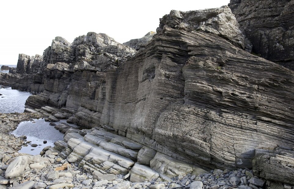 Layers of fine sediments and impure limestone at Shingly Geo were laid down in a long vanished lake