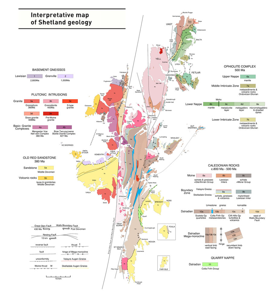 Shetland geology map by Professor Derek Flinn.