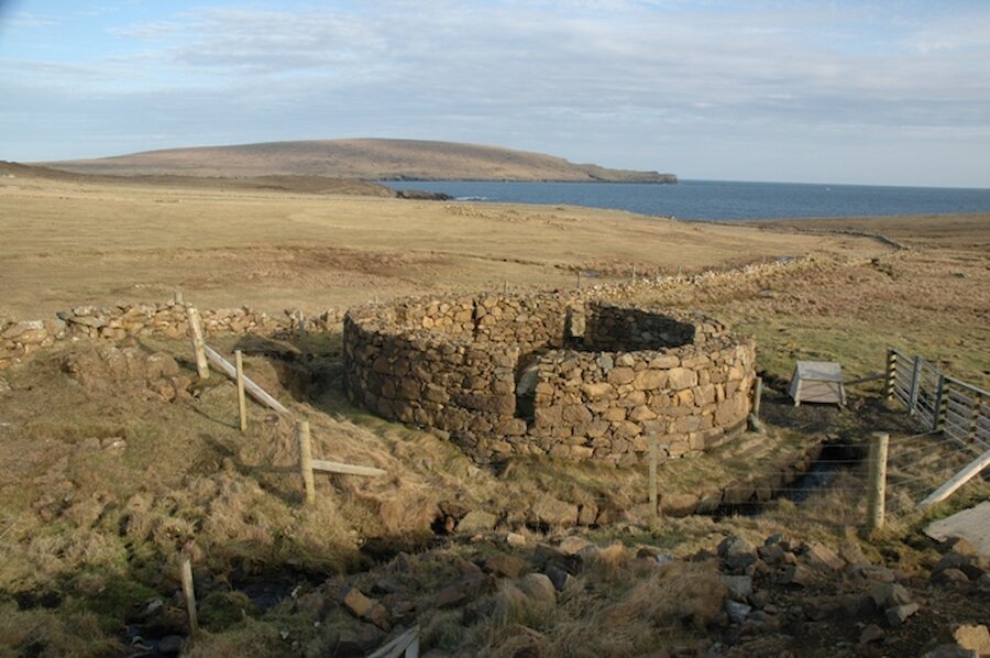 The Hagdale chromite crushing circle in Unst.