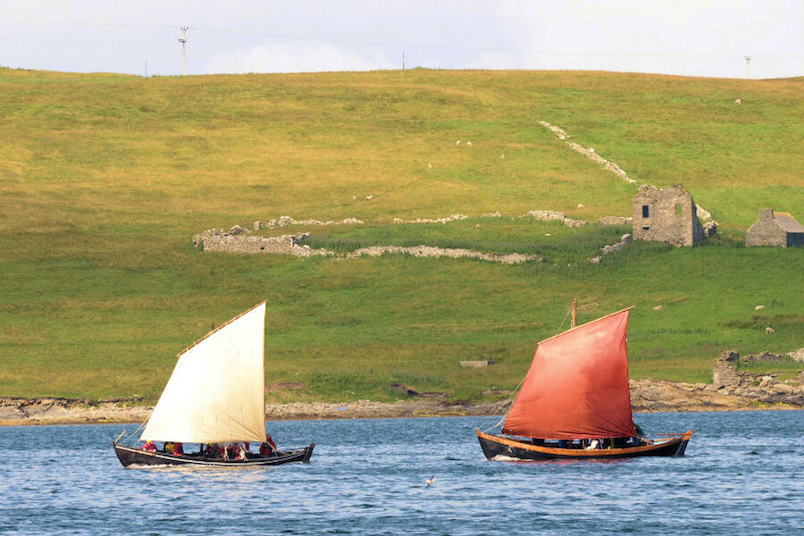 The Vaila Mae and Far Haaf sail in Lerwick Harbour (Courtesy Alastair Hamilton)