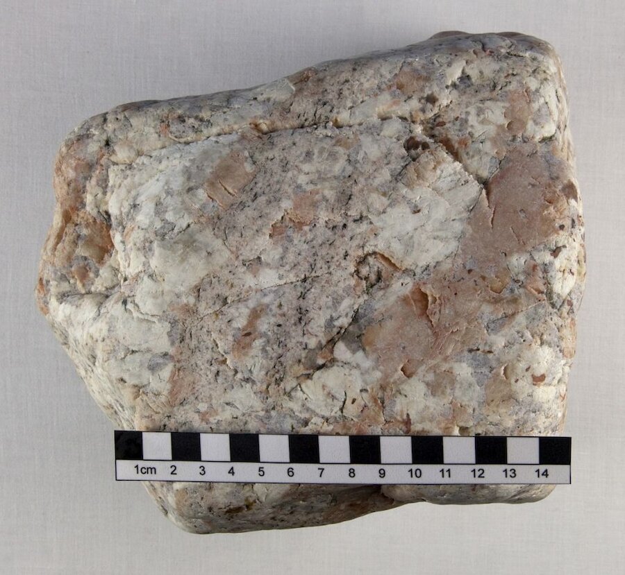 Pegmatite, one of the intrusive igneous rocks found in Shetland. | Intrusive igneous rock