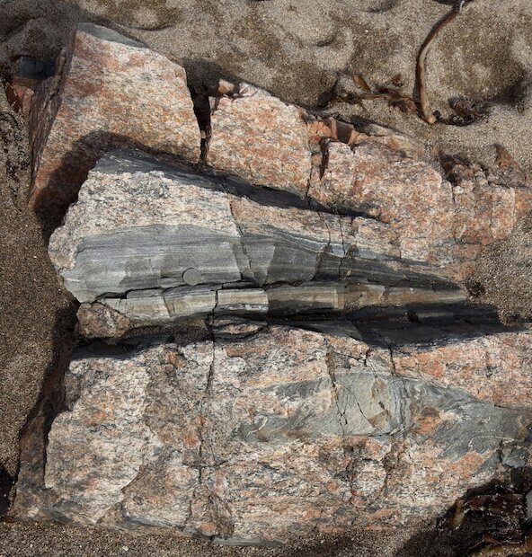 Xenolith of Dalradian rock within Skaw Granite | Shetland Amenity Trust