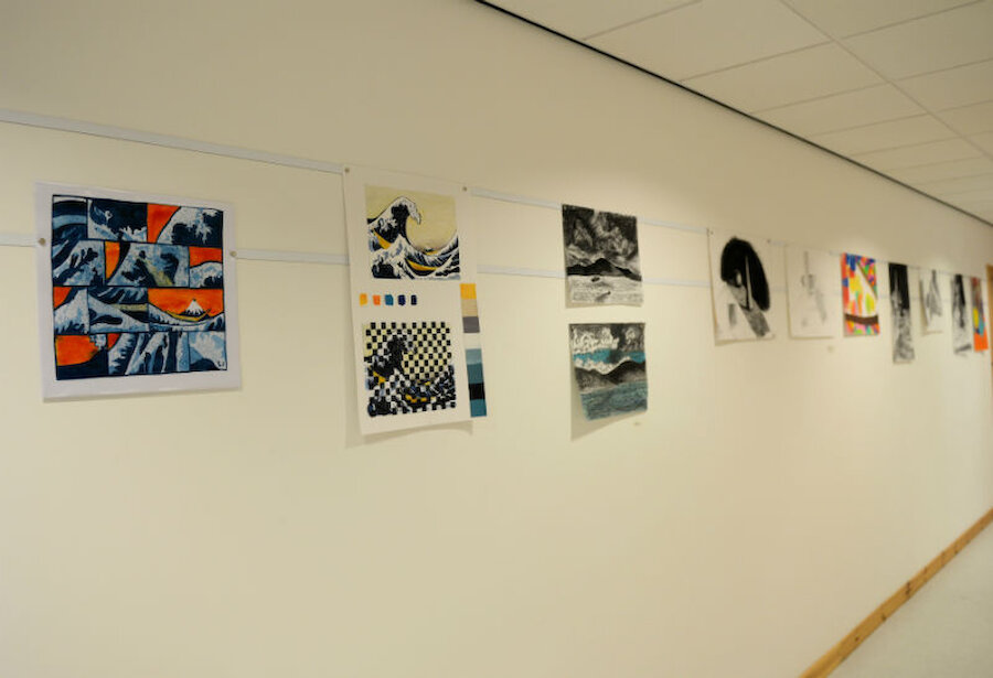 Work was displayed in several corridors